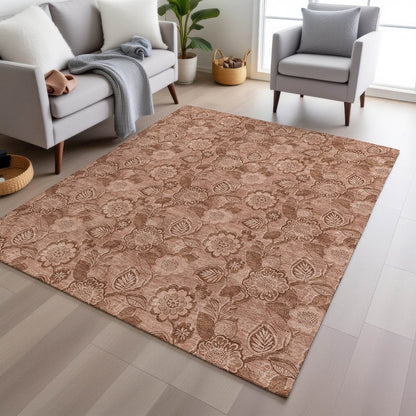Machine Washable Indoor/Outdoor Chantille Terracotta 9' x 12' Rug