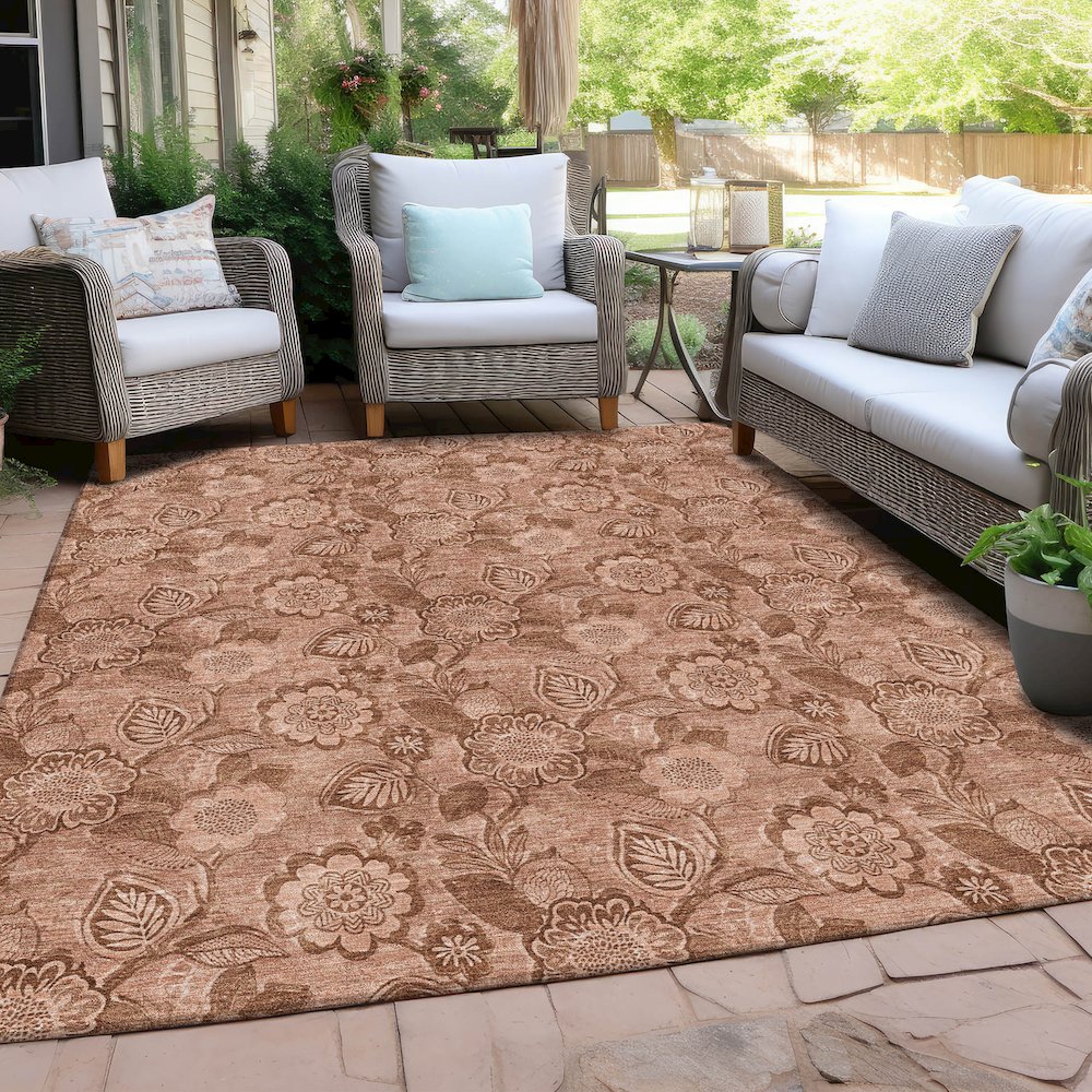 Machine Washable Indoor/Outdoor Chantille Terracotta 9' x 12' Rug