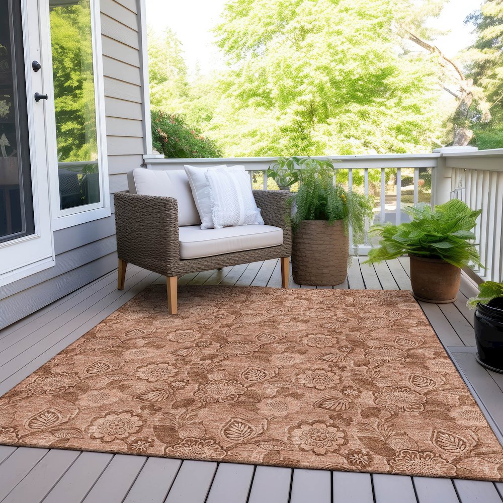 Machine Washable Indoor/Outdoor Chantille Terracotta 9' x 12' Rug