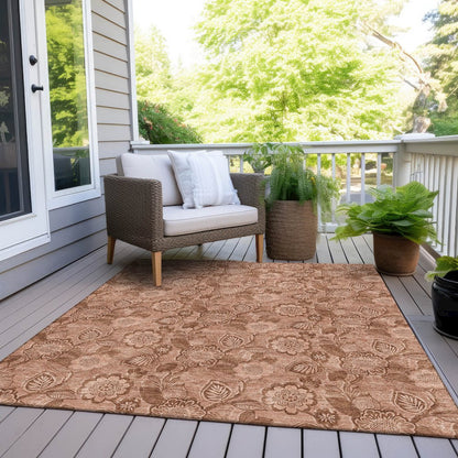 Machine Washable Indoor/Outdoor Chantille Terracotta 9' x 12' Rug