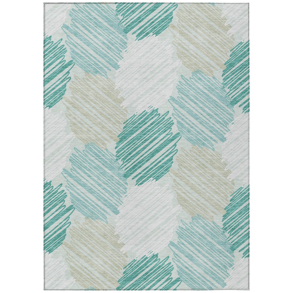 Machine Washable Indoor/Outdoor Chantille Teal 9' x 12' Rug