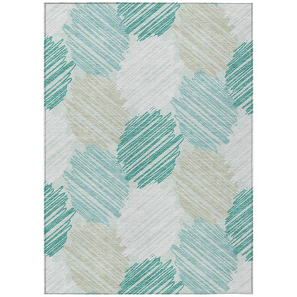Machine Washable Indoor/Outdoor Chantille Teal 9' x 12' Rug