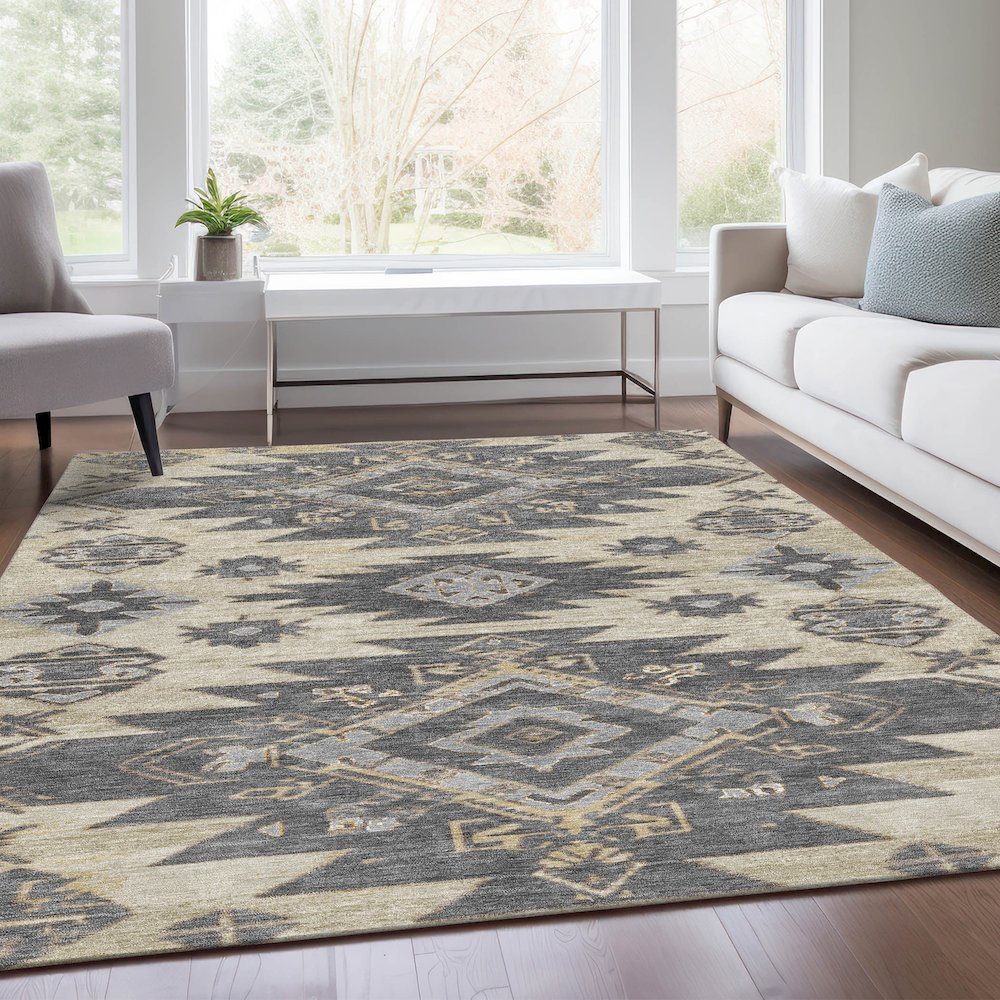 Machine Washable Indoor/Outdoor Chantille Beige 9' x 12' Rug