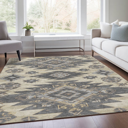 Machine Washable Indoor/Outdoor Chantille Beige 9' x 12' Rug