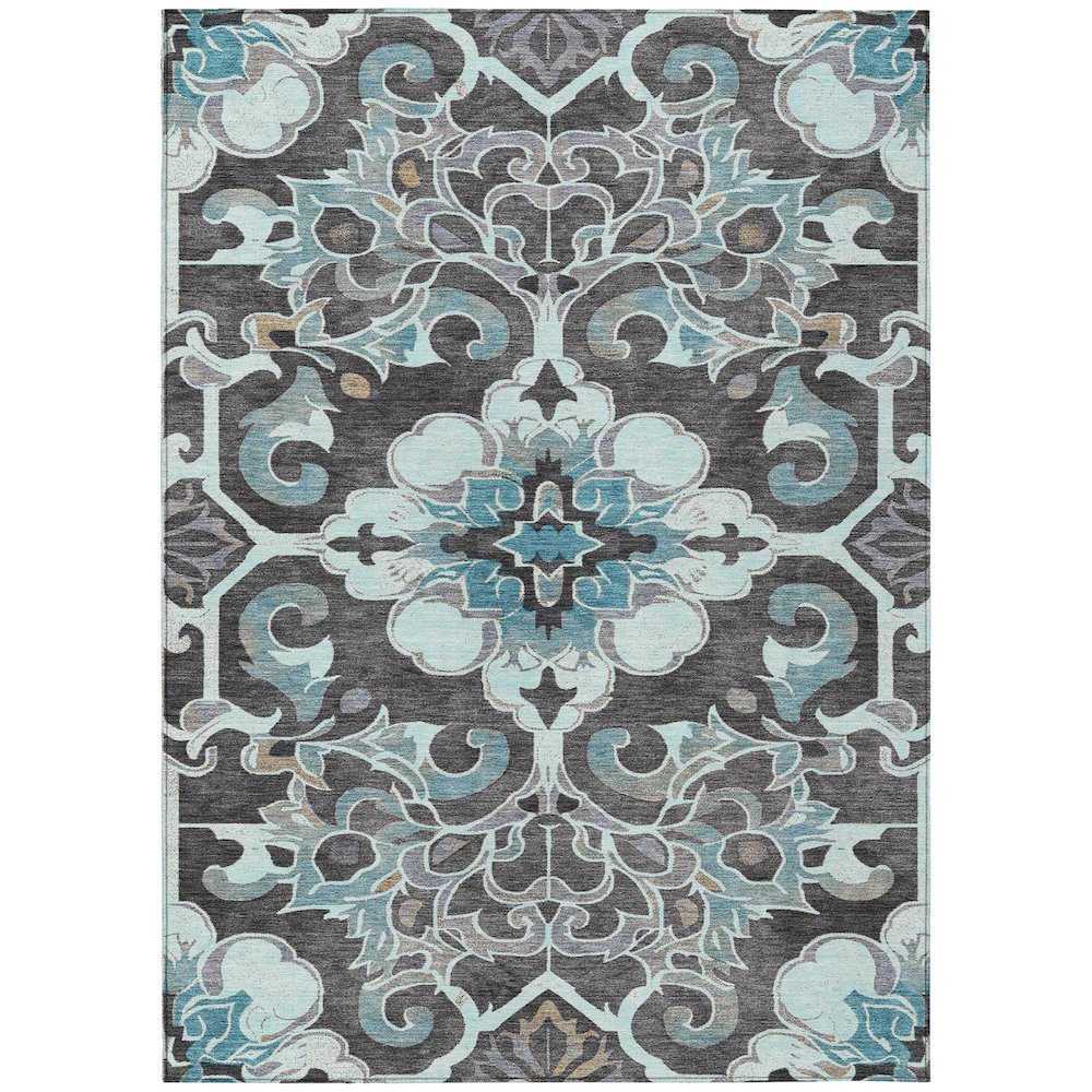Machine Washable Indoor/Outdoor Chantille Teal 9' x 12' Rug