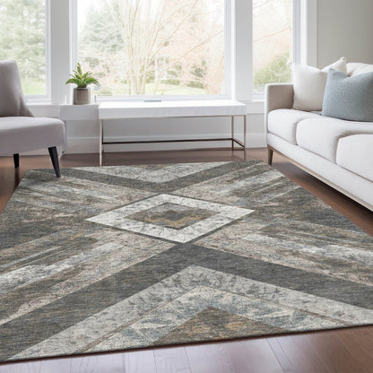 Machine Washable Indoor/Outdoor Chantille Brown 9' x 12' Rug