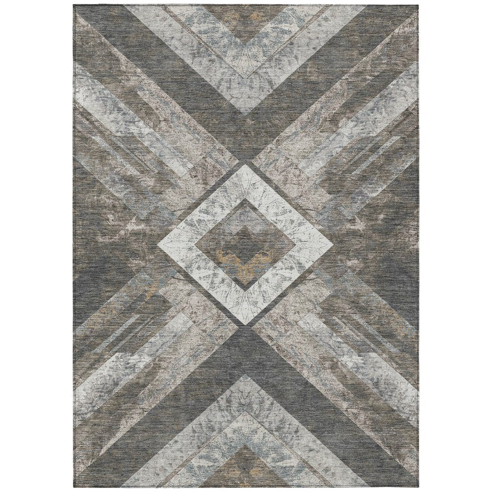 Machine Washable Indoor/Outdoor Chantille Brown 9' x 12' Rug