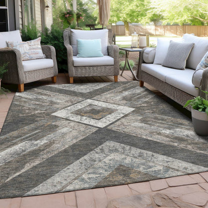 Machine Washable Indoor/Outdoor Chantille Brown 9' x 12' Rug