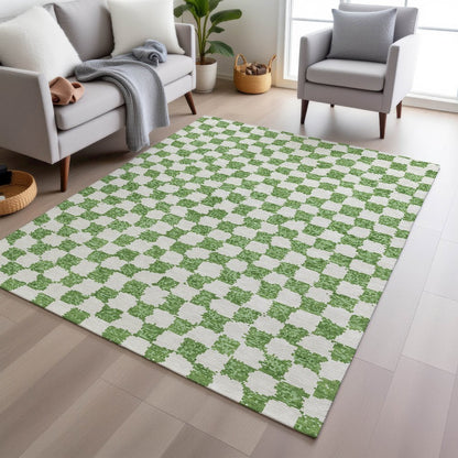 Machine Washable Indoor/Outdoor Chantille Green 9' x 12' Rug