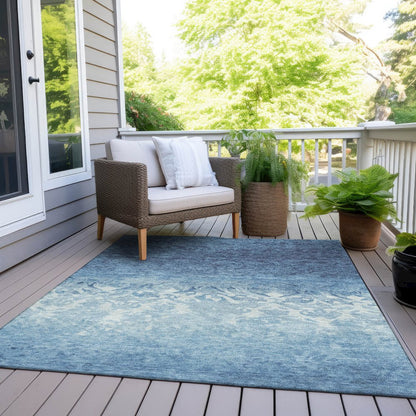 Machine Washable Indoor/Outdoor Chantille Denim 9' x 12' Rug