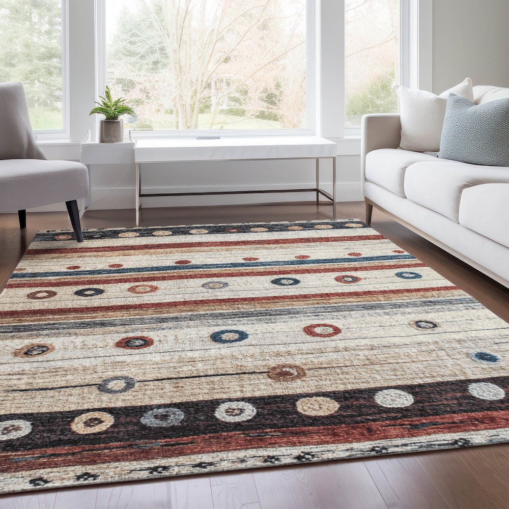 Machine Washable Indoor/Outdoor Chantille Beige 9' x 12' Rug