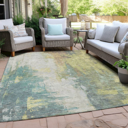 Machine Washable Indoor/Outdoor Chantille Seafoam 9' x 12' Rug