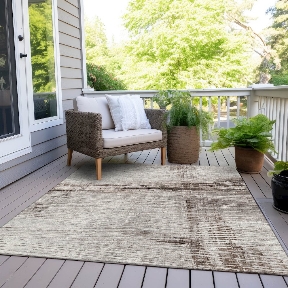 Machine Washable Indoor/Outdoor Chantille Taupe 9' x 12' Rug