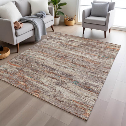 Machine Washable Indoor/Outdoor Chantille Terracotta 9' x 12' Rug