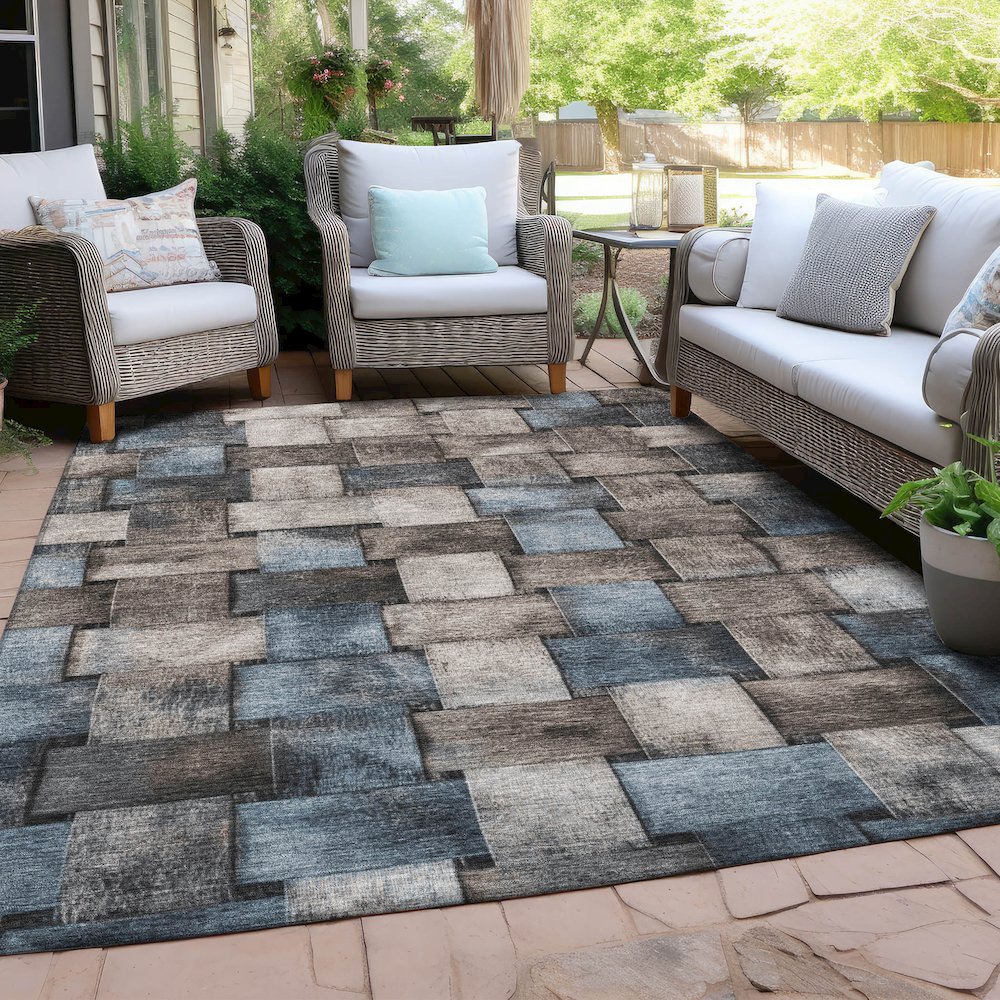 Machine Washable Indoor/Outdoor Chantille Taupe 9' x 12' Rug