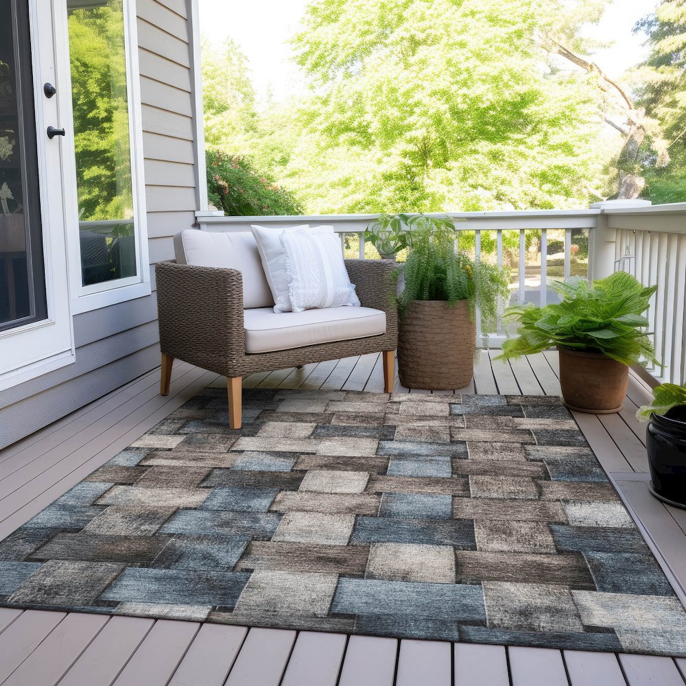 Machine Washable Indoor/Outdoor Chantille Taupe 9' x 12' Rug