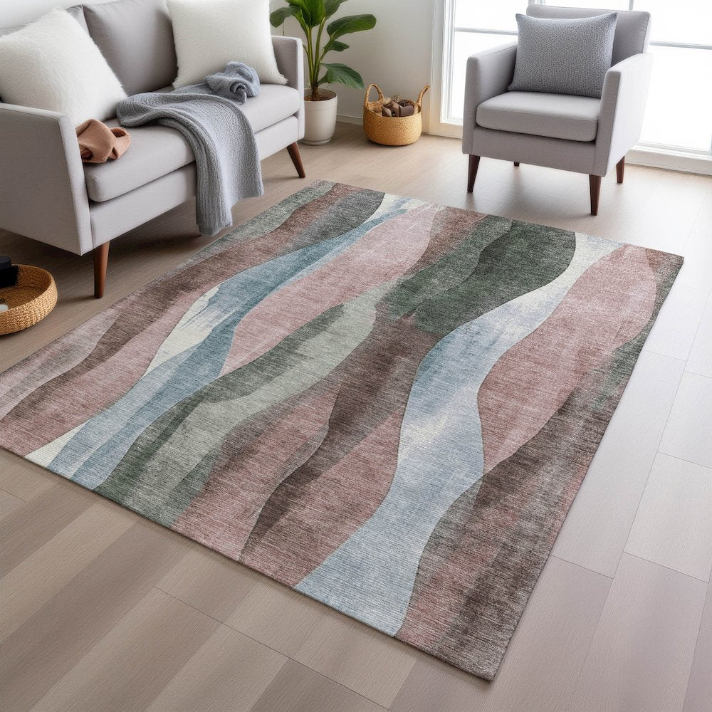 Machine Washable Indoor/Outdoor Chantille Salmon 9' x 12' Rug