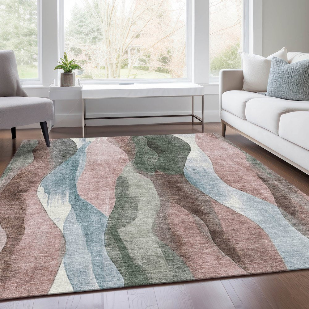 Machine Washable Indoor/Outdoor Chantille Salmon 9' x 12' Rug