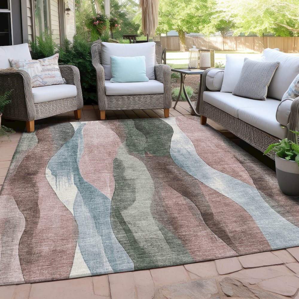Machine Washable Indoor/Outdoor Chantille Salmon 9' x 12' Rug