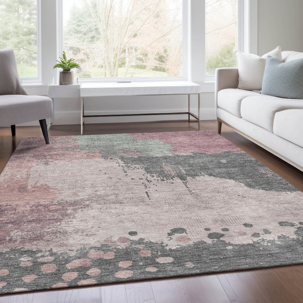 Machine Washable Indoor/Outdoor Chantille Blush 9' x 12' Rug