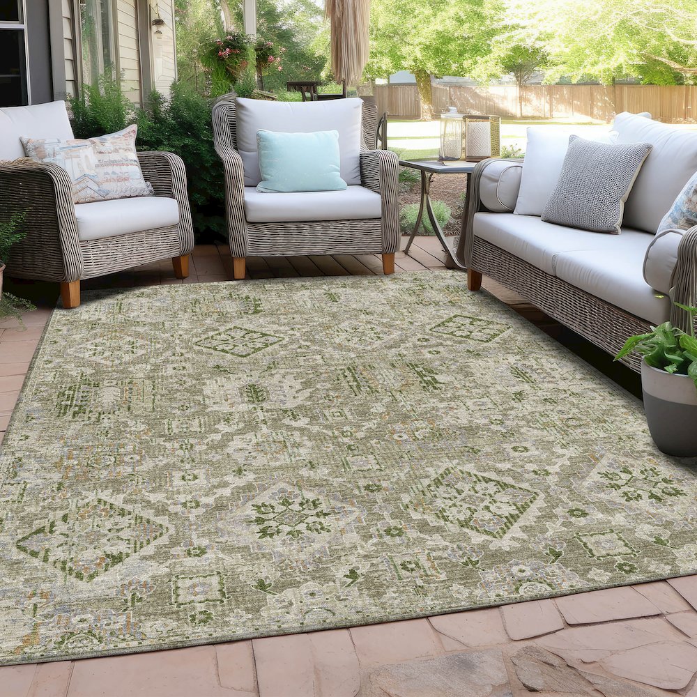 Machine Washable Indoor/Outdoor Chantille Fern 9' x 12' Rug