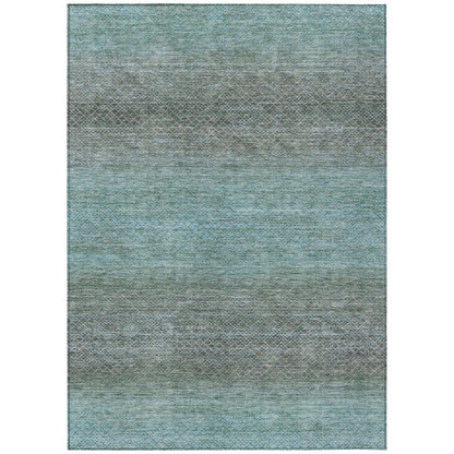 Machine Washable Indoor/Outdoor Chantille Teal 9' x 12' Rug