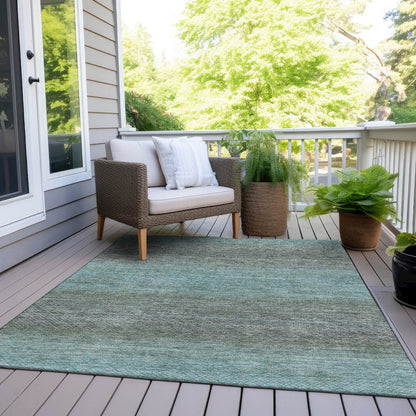 Machine Washable Indoor/Outdoor Chantille Teal 9' x 12' Rug