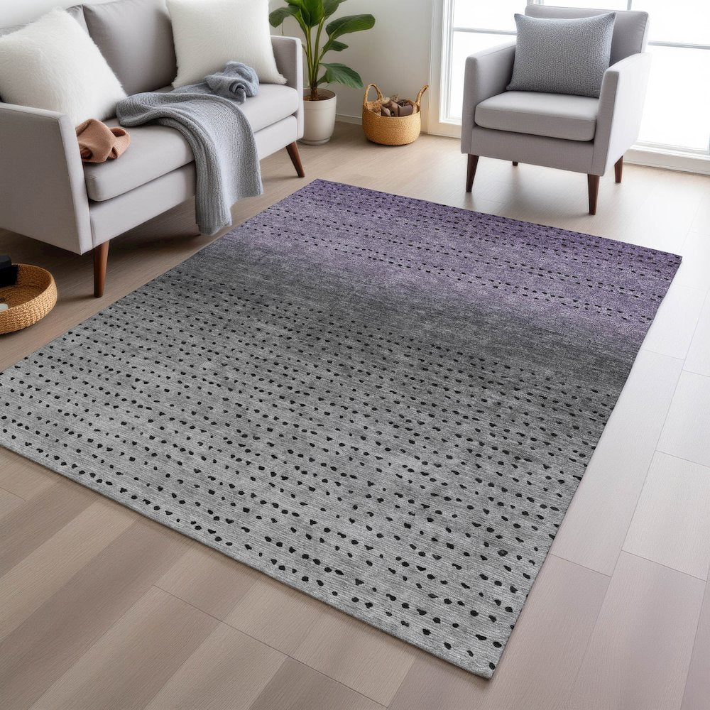 Machine Washable Indoor/Outdoor Chantille Purple 9' x 12' Rug