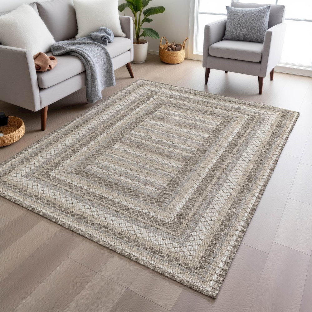 Machine Washable Indoor/Outdoor Chantille Taupe 9' x 12' Rug
