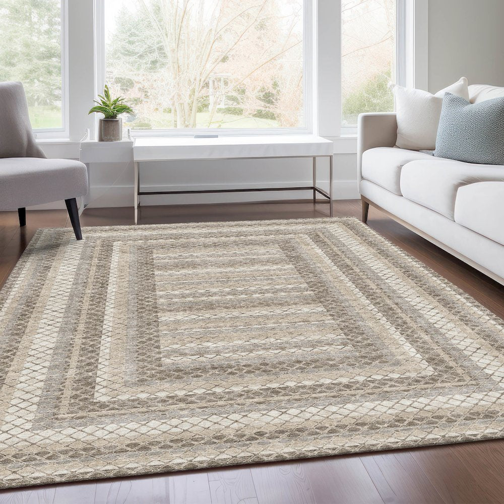 Machine Washable Indoor/Outdoor Chantille Taupe 9' x 12' Rug