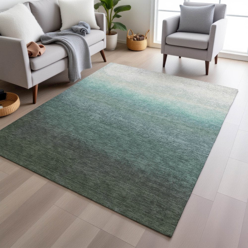 Machine Washable Indoor/Outdoor Chantille Seafoam 9' x 12' Rug