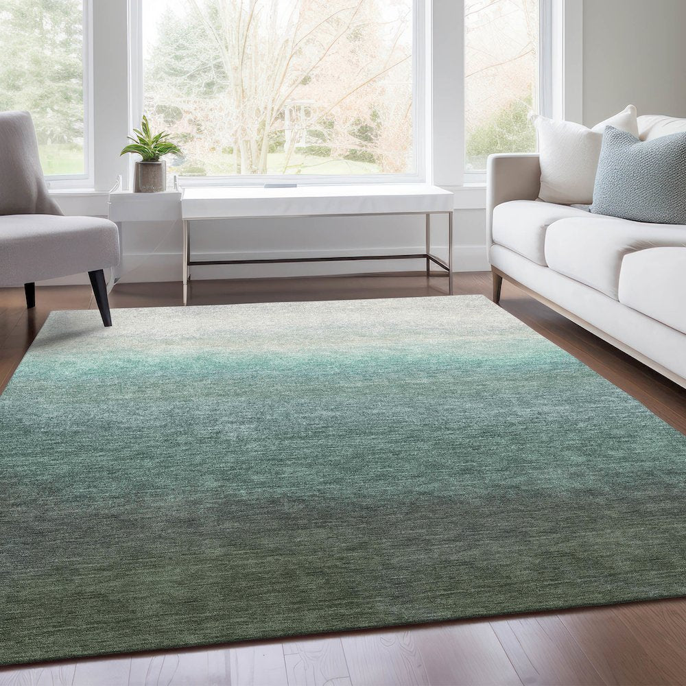 Machine Washable Indoor/Outdoor Chantille Seafoam 9' x 12' Rug