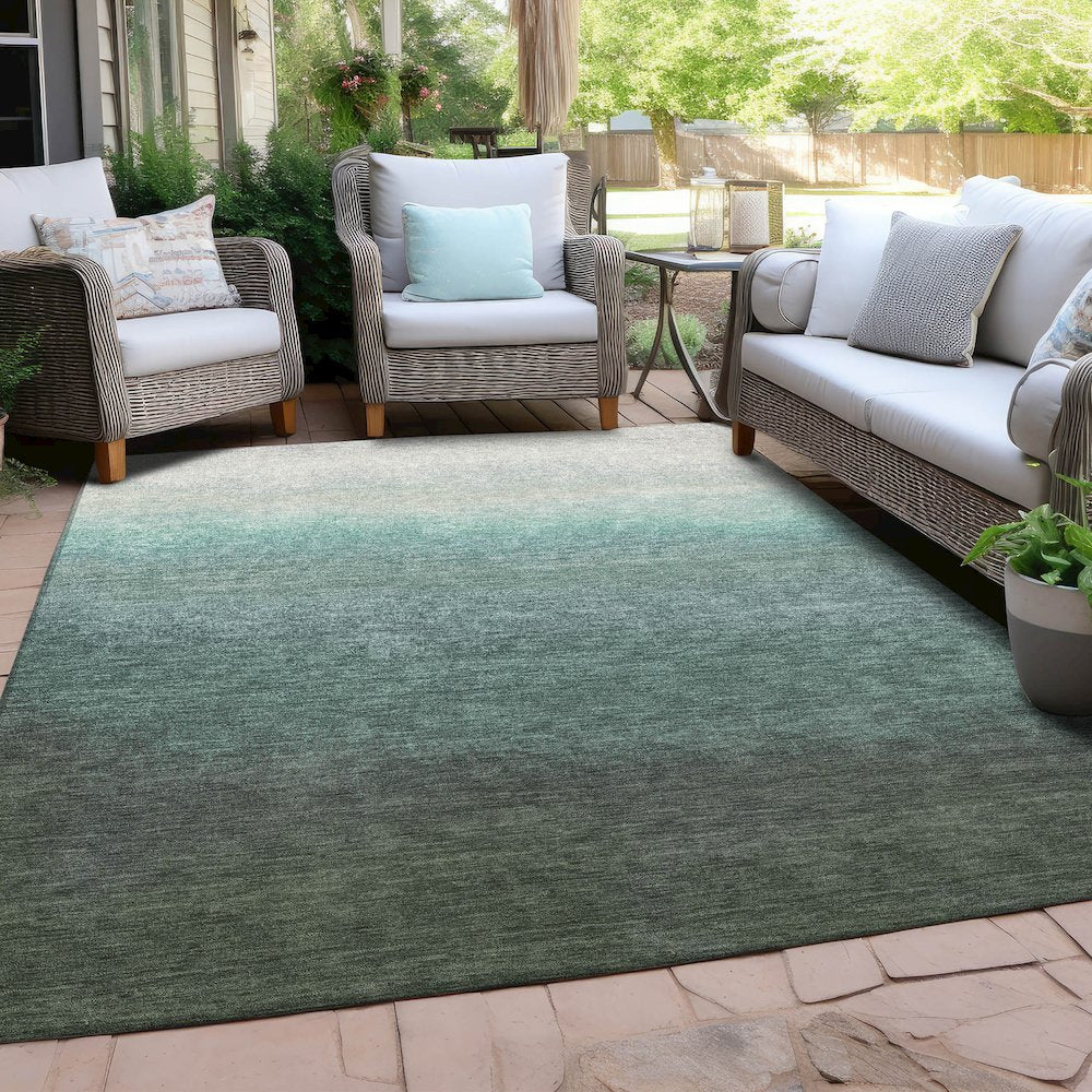 Machine Washable Indoor/Outdoor Chantille Seafoam 9' x 12' Rug