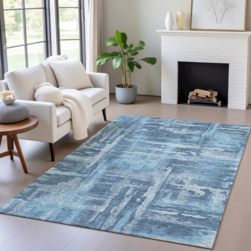 Machine Washable Indoor/Outdoor Chantille ACN2015 Denim 9' x 12' Rug