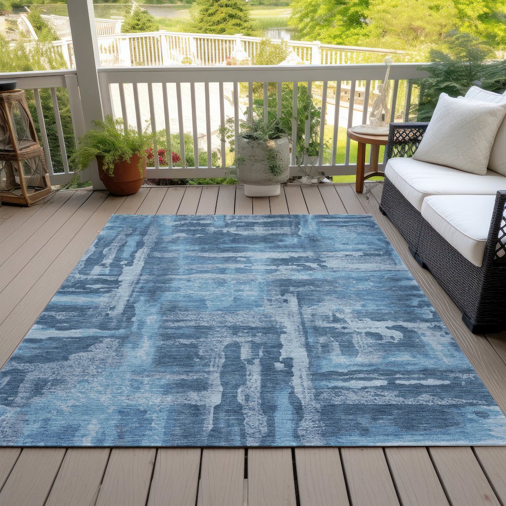 Machine Washable Indoor/Outdoor Chantille ACN2015 Denim 9' x 12' Rug