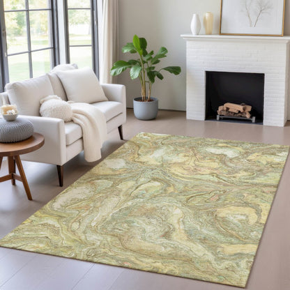 Machine Washable Indoor/Outdoor Chantille ACN2017 Gold 9' x 12' Rug