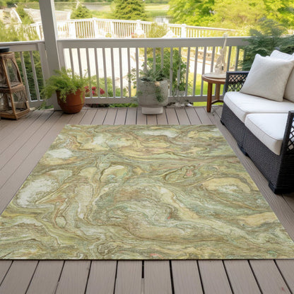 Machine Washable Indoor/Outdoor Chantille ACN2017 Gold 9' x 12' Rug