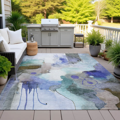 Machine Washable Indoor/Outdoor Chantille ACN2019 Brown 9' x 12' Rug