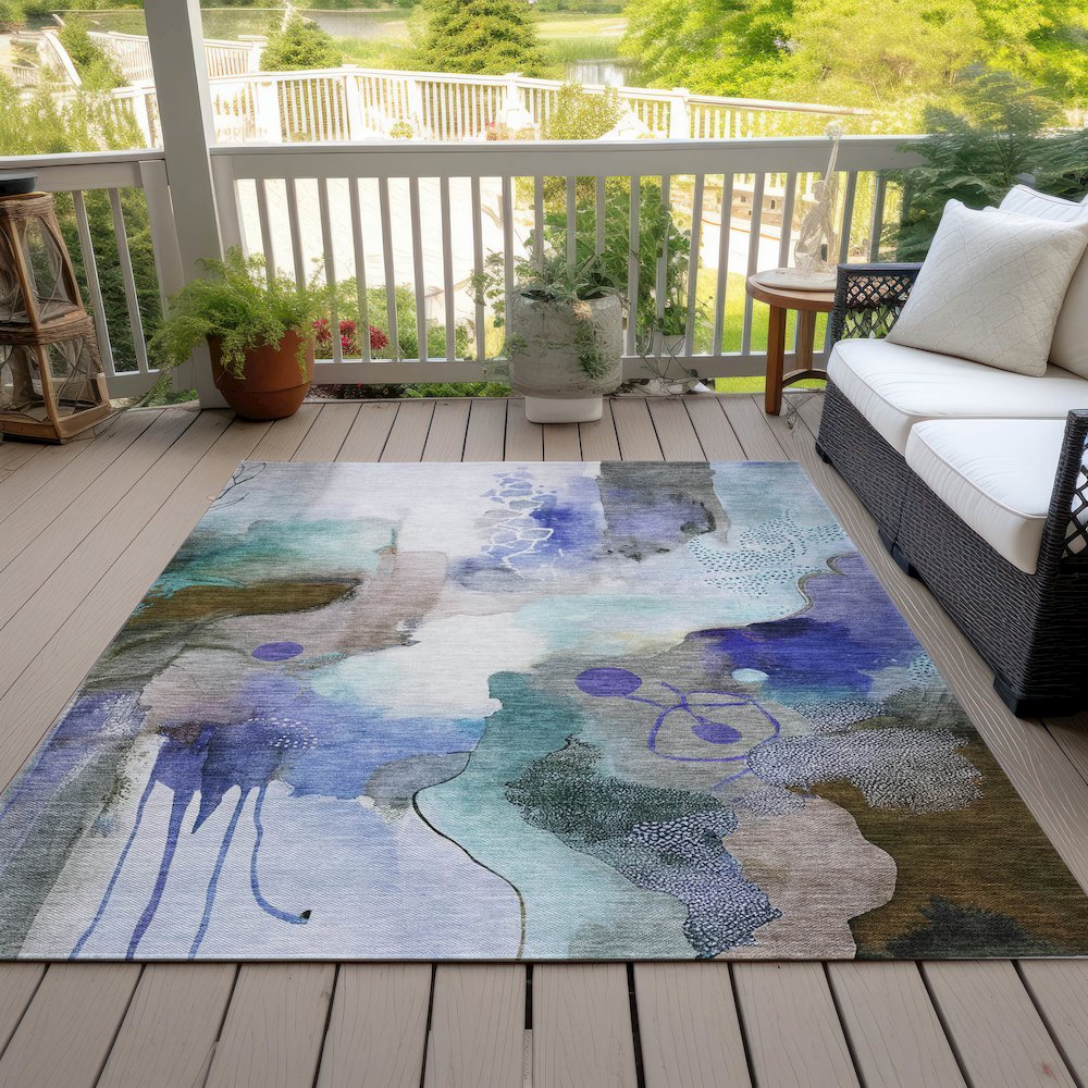 Machine Washable Indoor/Outdoor Chantille ACN2019 Brown 9' x 12' Rug