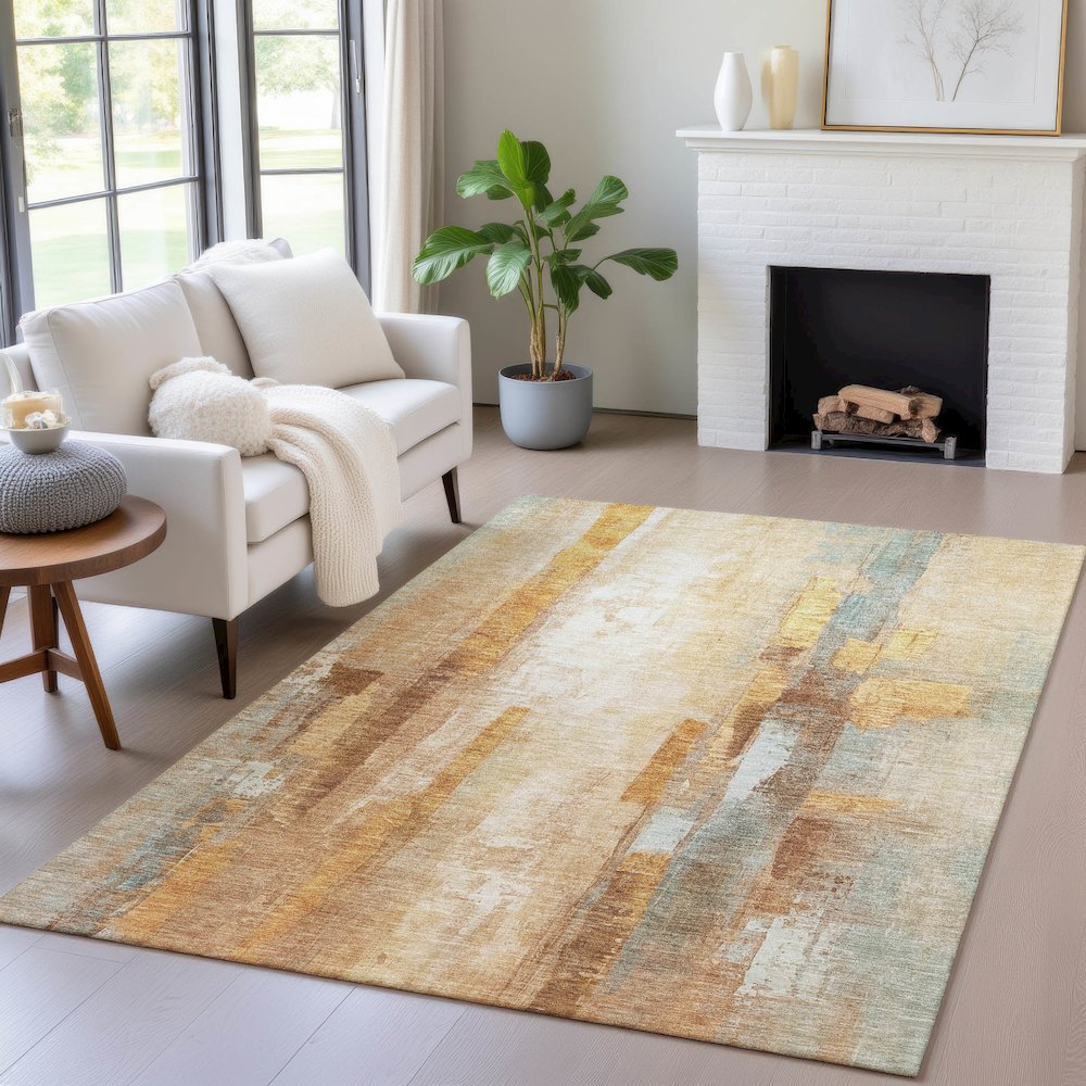 Machine Washable Indoor/Outdoor Chantille ACN2020 Copper 9' x 12' Rug