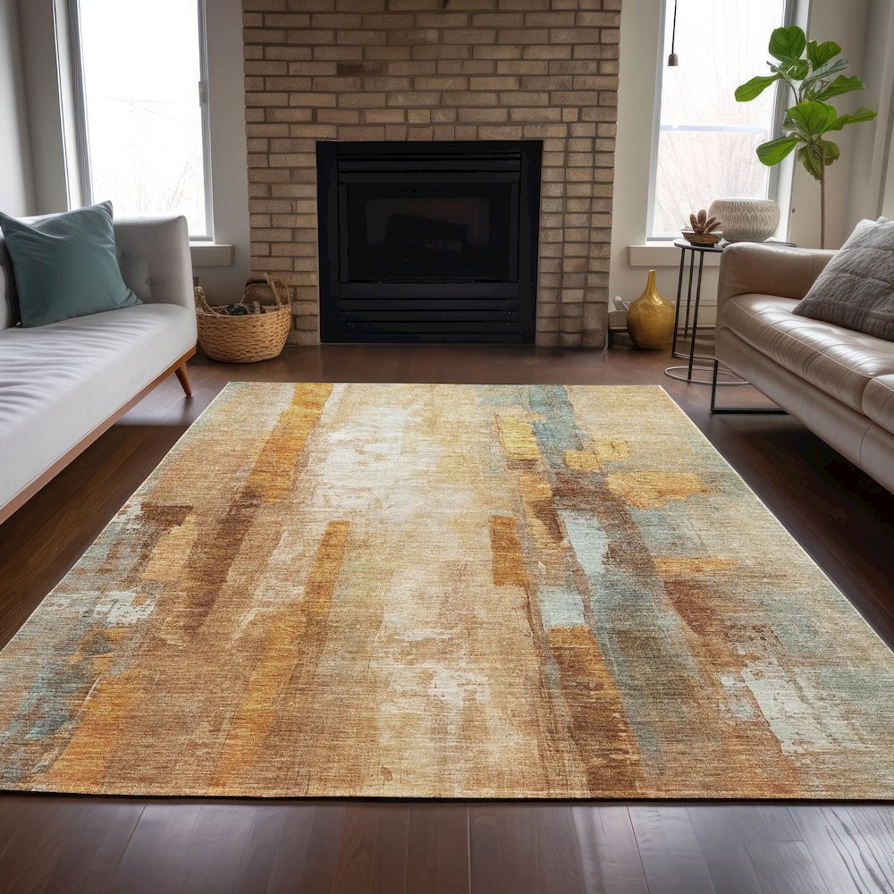 Machine Washable Indoor/Outdoor Chantille ACN2020 Copper 9' x 12' Rug