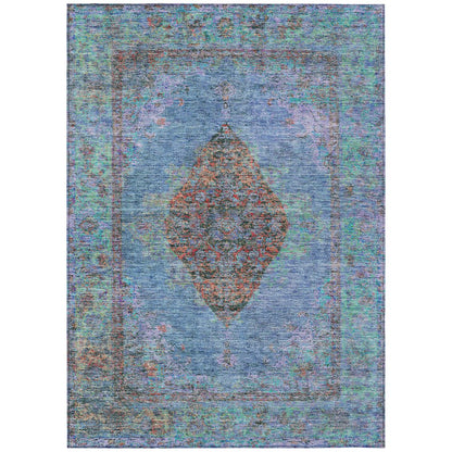 Machine Washable Indoor/Outdoor Chantille ACN2021 Blue 9' x 12' Rug
