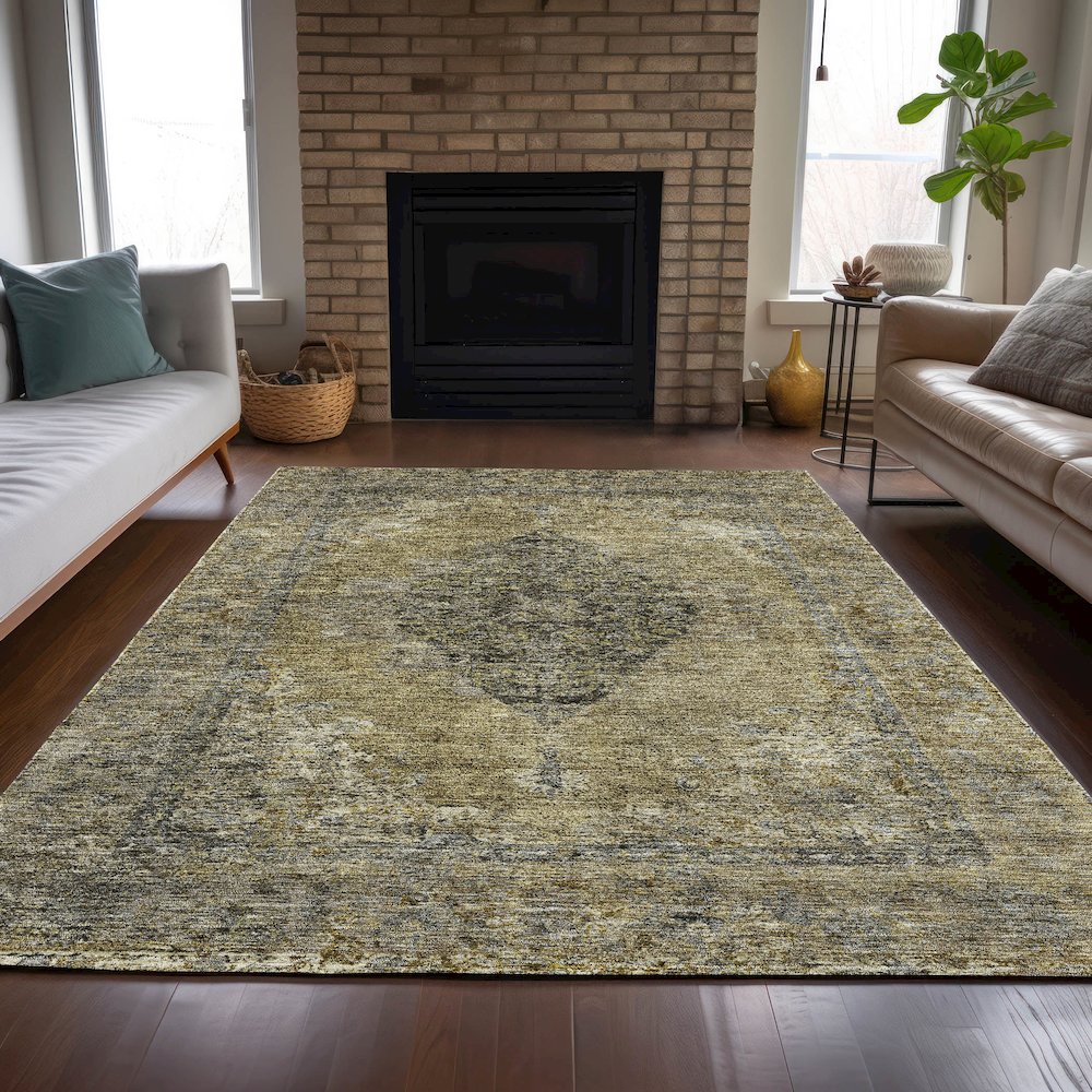 Machine Washable Indoor/Outdoor Chantille ACN2021 Khaki 9' x 12' Rug