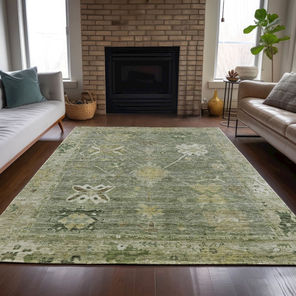 Machine Washable Indoor/Outdoor Chantille ACN2025 Sage 9' x 12' Rug