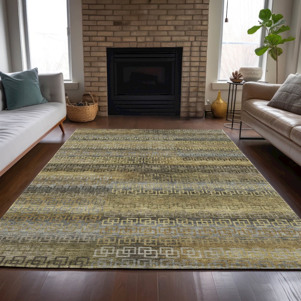 Machine Washable Indoor/Outdoor Chantille ACN2029 Wheat 9' x 12' Rug