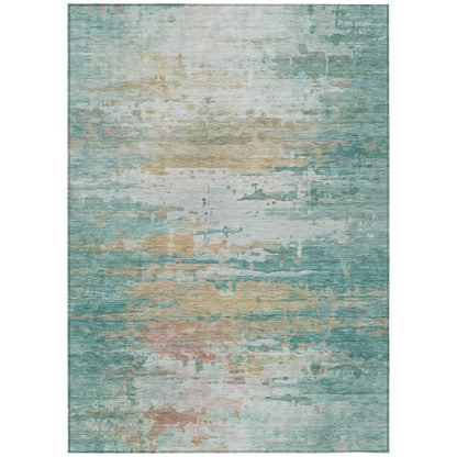 Machine Washable Indoor/Outdoor Chantille ACN2034 Teal 9' x 12' Rug