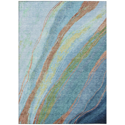Machine Washable Indoor/Outdoor Chantille ACN2037 Blue 9' x 12' Rug