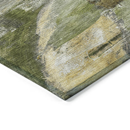 Machine Washable Indoor/Outdoor Chantille ACN2039 Olive 5' x 7'6" Rug
