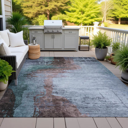 Machine Washable Indoor/Outdoor Chantille ACN2041 Blue 9' x 12' Rug