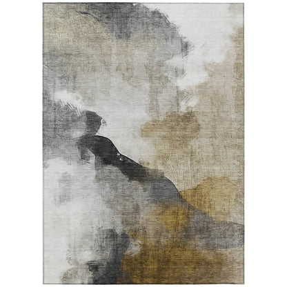 Machine Washable Indoor/Outdoor Chantille ACN2043 Brown 9' x 12' Rug